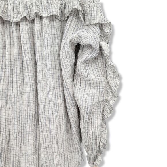 Max Studio Women's Plaid Ruffle‎ Button Down Cotton Shirt Size Medium - Picture 11 of 15